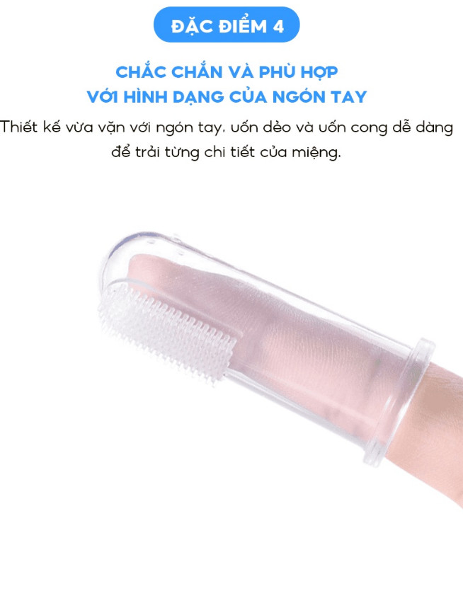 Dụng cụ tưa lưỡi bàn chải đánh răng xỏ ngón được làm từ silicon siêu mềm