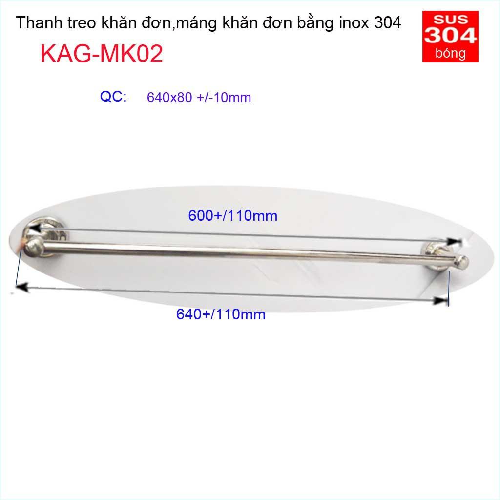 Thanh treo khăn nhà tắm, giá treo khăn Inox, máng khăn inox KAG-MK02