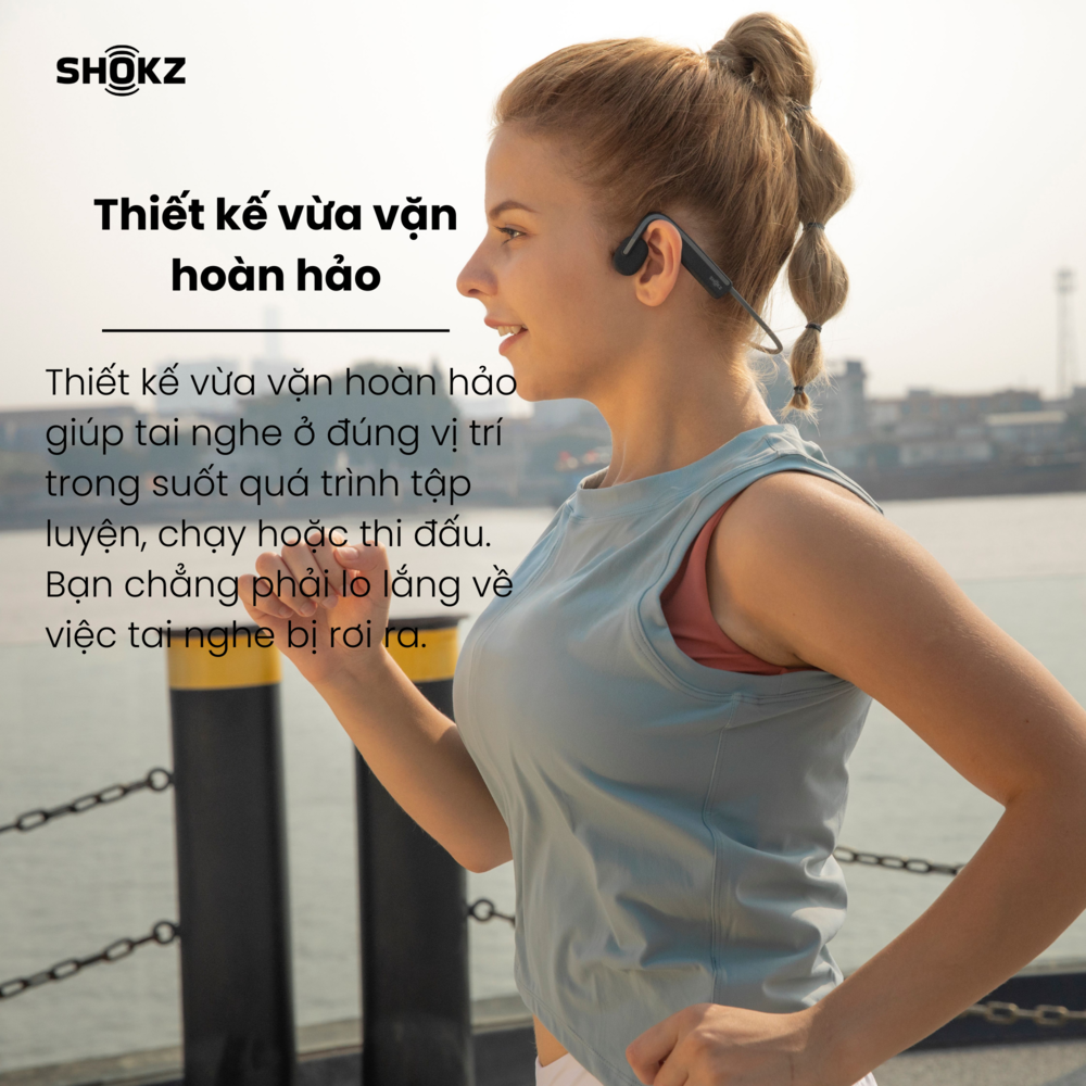 Tai Nghe Bluetooth Thể Thao Dẫn Truyền Âm Thanh Qua Xương SHOKZ OPEN MOVE S661 Màu Xám - Hàng chính hãng