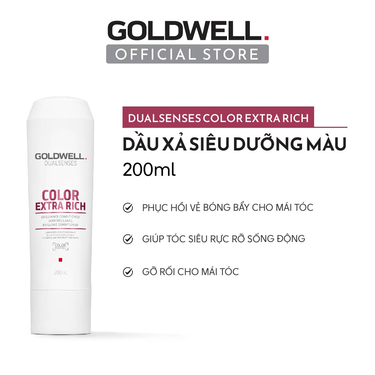 Dầu Xả Giữ Màu Tóc Nhuộm Goldwell Color Extra Rich – Dưỡng Tóc Mềm Mượt, Lâu Phai