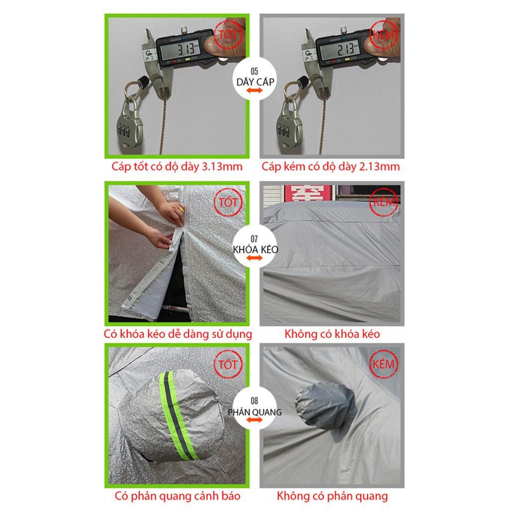 Bạt che phủ toàn xe ô tô 3 lớp tráng nhôm cao cấp chống xước, chống nắng, chống mưa, chống nước, chống cháy cho