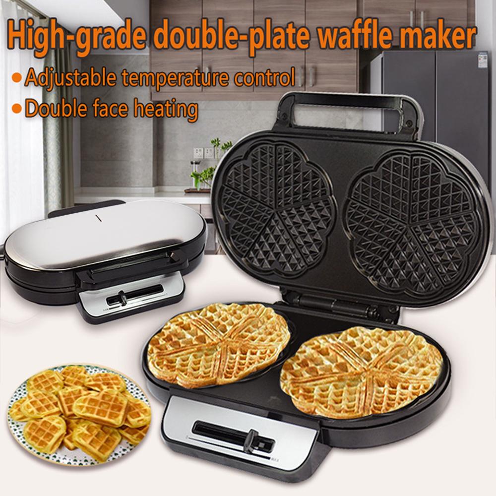 1200W No-Drip Waffle Iron Maker Temperature Control Sandwich Machine Easy Clean Non-Stick