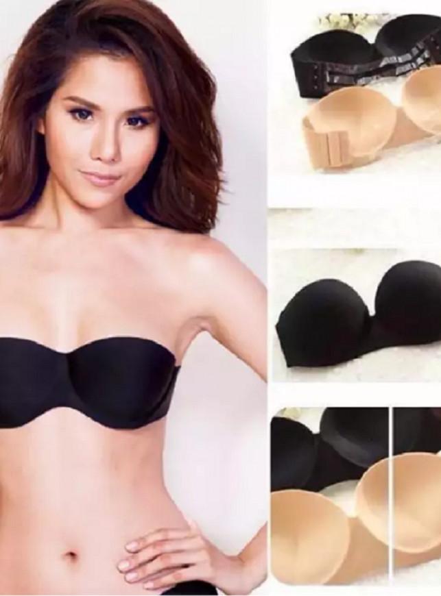 Áo ngực không dây dành cho áo hở lưng kèm dây lưng trong - đen - 36C