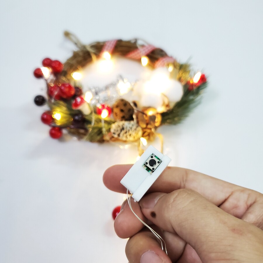Vòng Hoa Noel VN03 15cm Vòng Nguyệt Quế Giáng Sinh Có Đèn