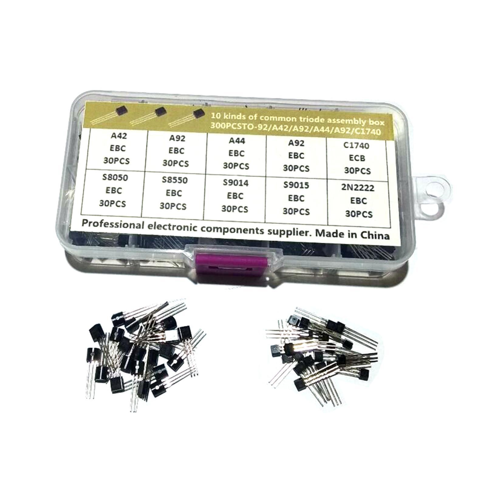 300Pcs 10 Values Transistor Assortment Kit, to-92 DIY Electronic Circuit 2N2222