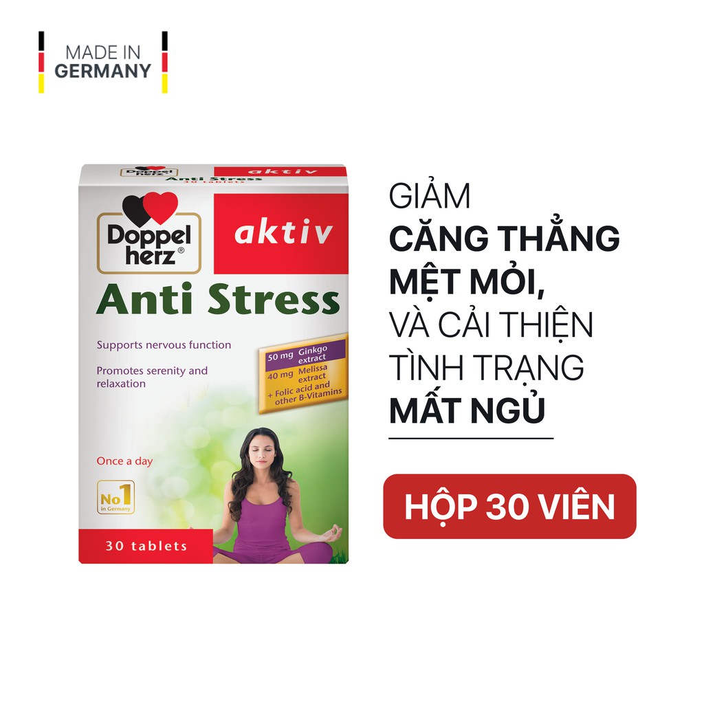 Combo bổ sung vitamin, khoáng chất, dầu cá, hỗ trợ tăng cường thị lực, giảm căng thẳng mệt mỏi Doppelherz A Z Depot + Omega 3 + Anti Stress (03 hộp,30 viên/hộp)