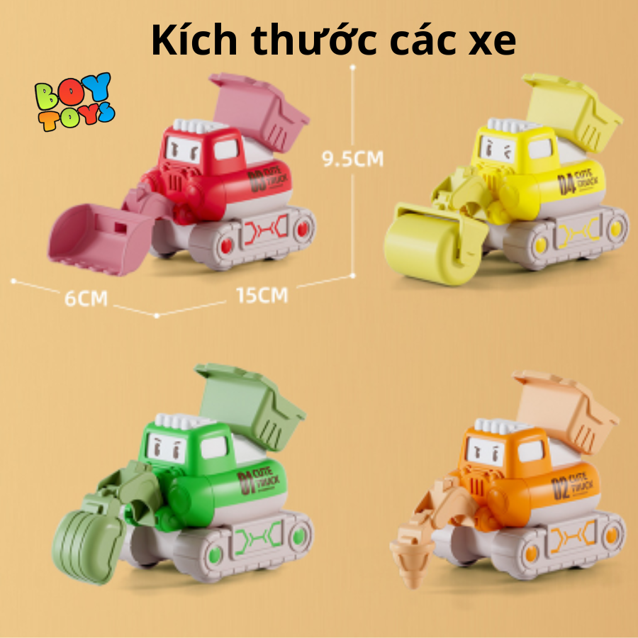 Đồ chơi xe công trình máy xúc, máy khoan, xe ủi, xe chạy cót dễ thương cho bé, đồ chơi ô tô địa hình thú vị