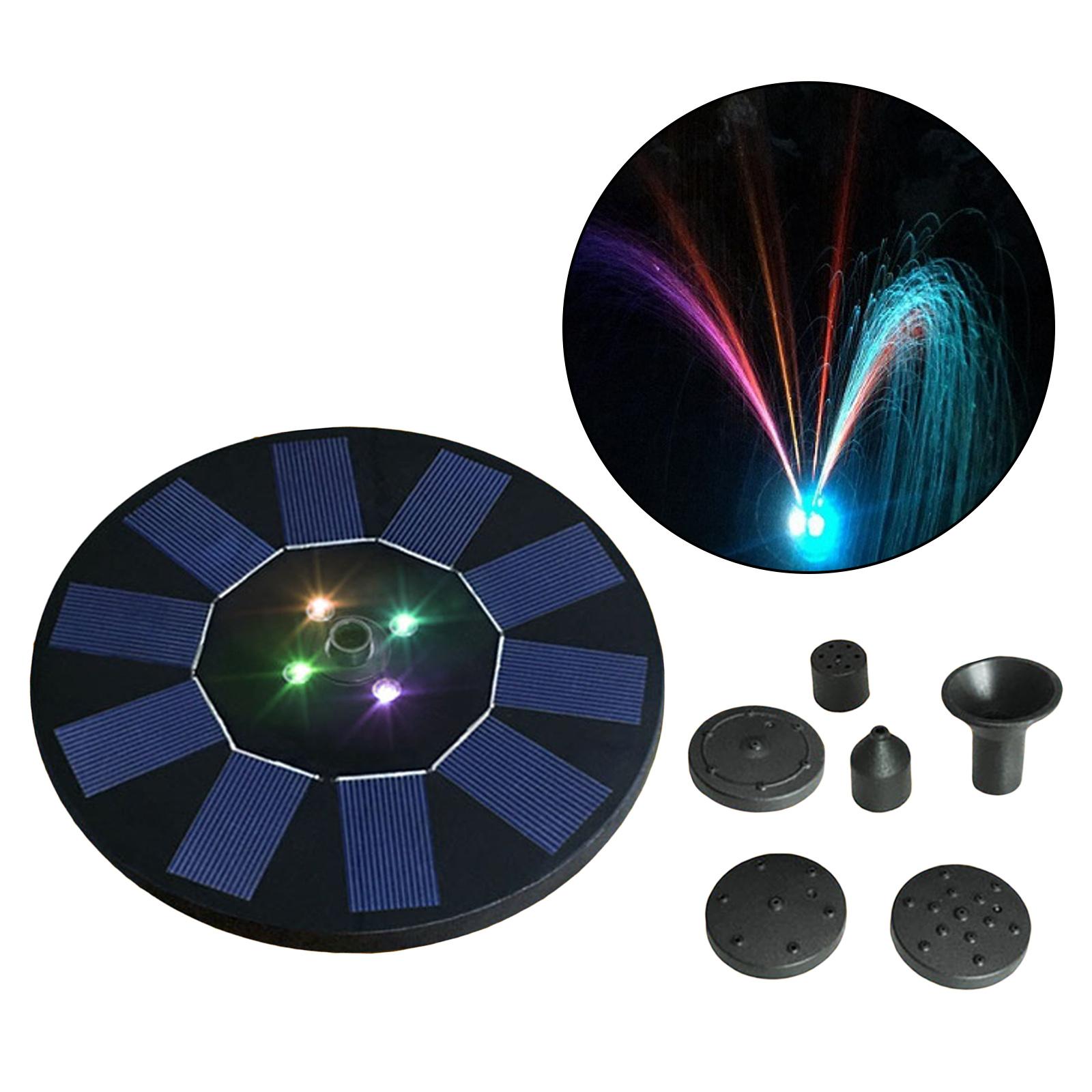 Solar Floating Fountain Pump LED Lights for Garden Pond Patio Lawn 1.4W 3.7V