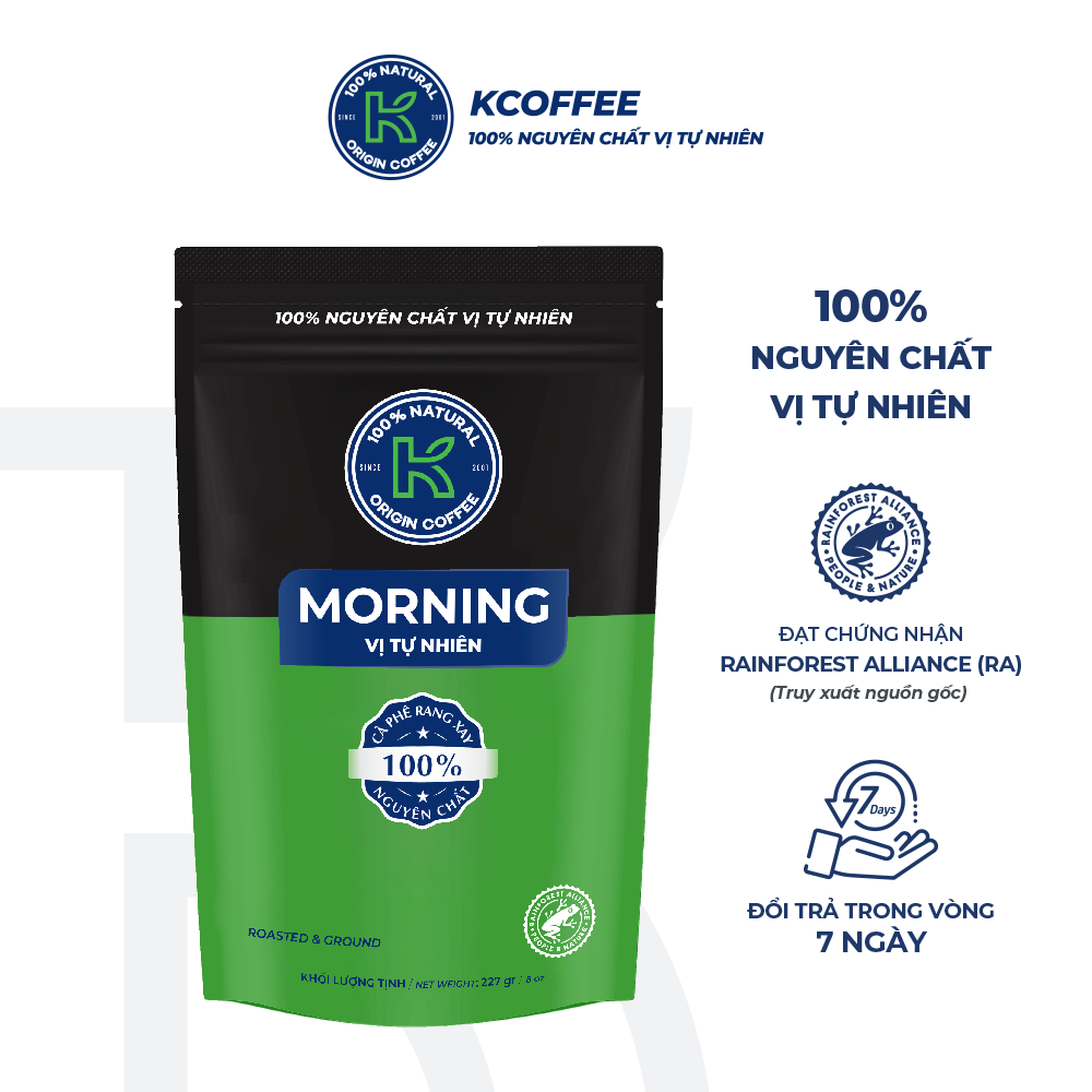 Cà phê rang xay Robusta Arabica xuất khẩu K-Morning thương hiệu K Coffee (227g/gói)