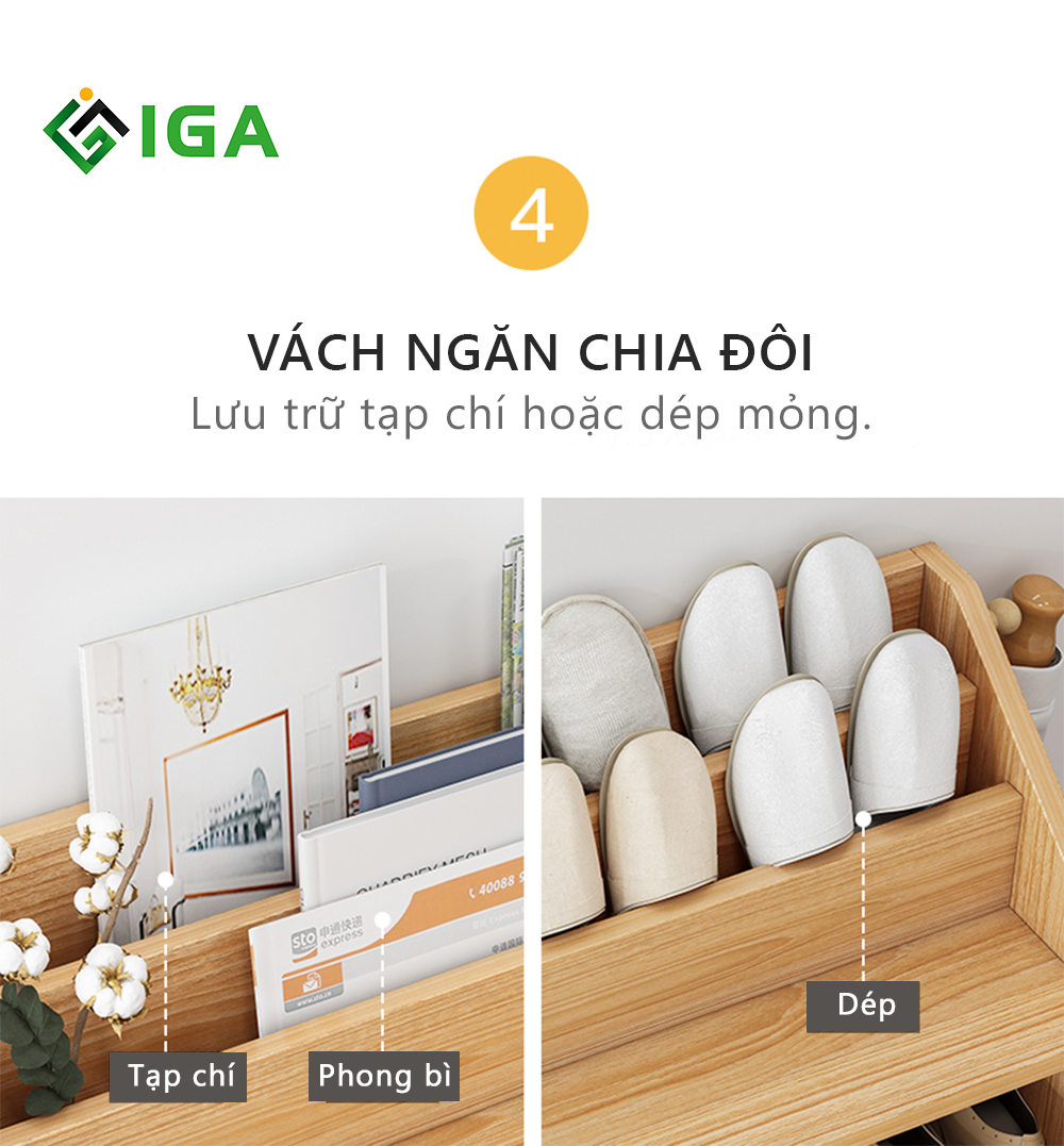 Tủ Giày Đa Năng Kết Hợp Kệ Sách Phong Cách Nordic Thương Hiệu IGA - GP160