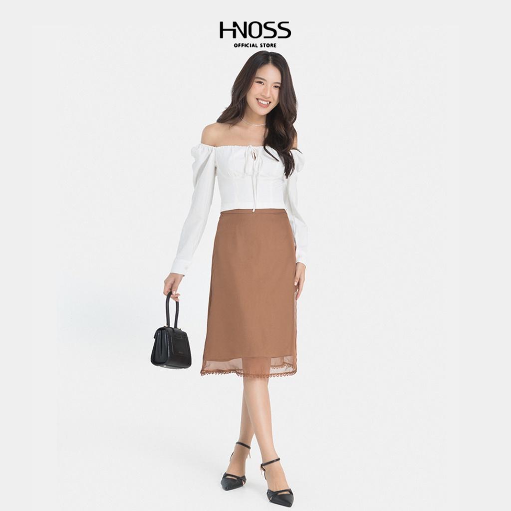 CHÂN VÁY NỮ HNOSS CHIFFON PHỐI CHÂN REN HNVLU017