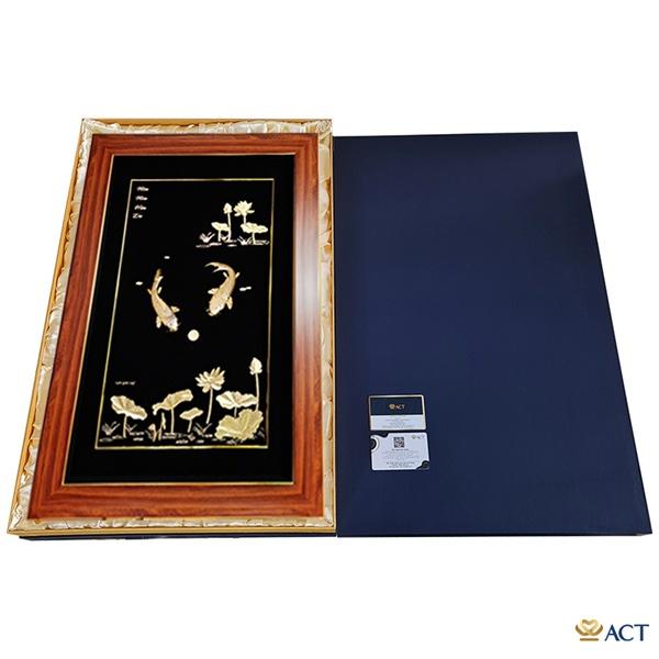 Tranh cá chép hoa sen dát vàng 24k