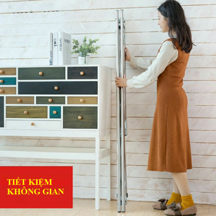 Giàn Phơi Quần Áo 160cm ba cực có thể gập lại Thép Không Gỉ + Tặng kèm 30 móc Clothes hanger landing folding