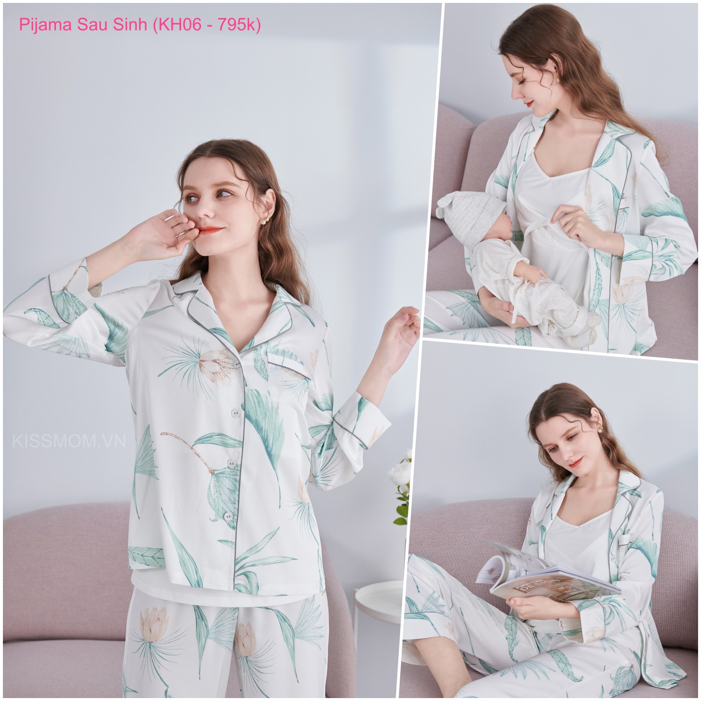 Bộ Quần Áo Sau Sinh Mùa Hè Cao Cấp, Mẹ cho bé ti không lo nóng bức, vải silk lụa cao cấp, thiết kế hoạ tiết hoa mẹ mặc sang, thanh lịch