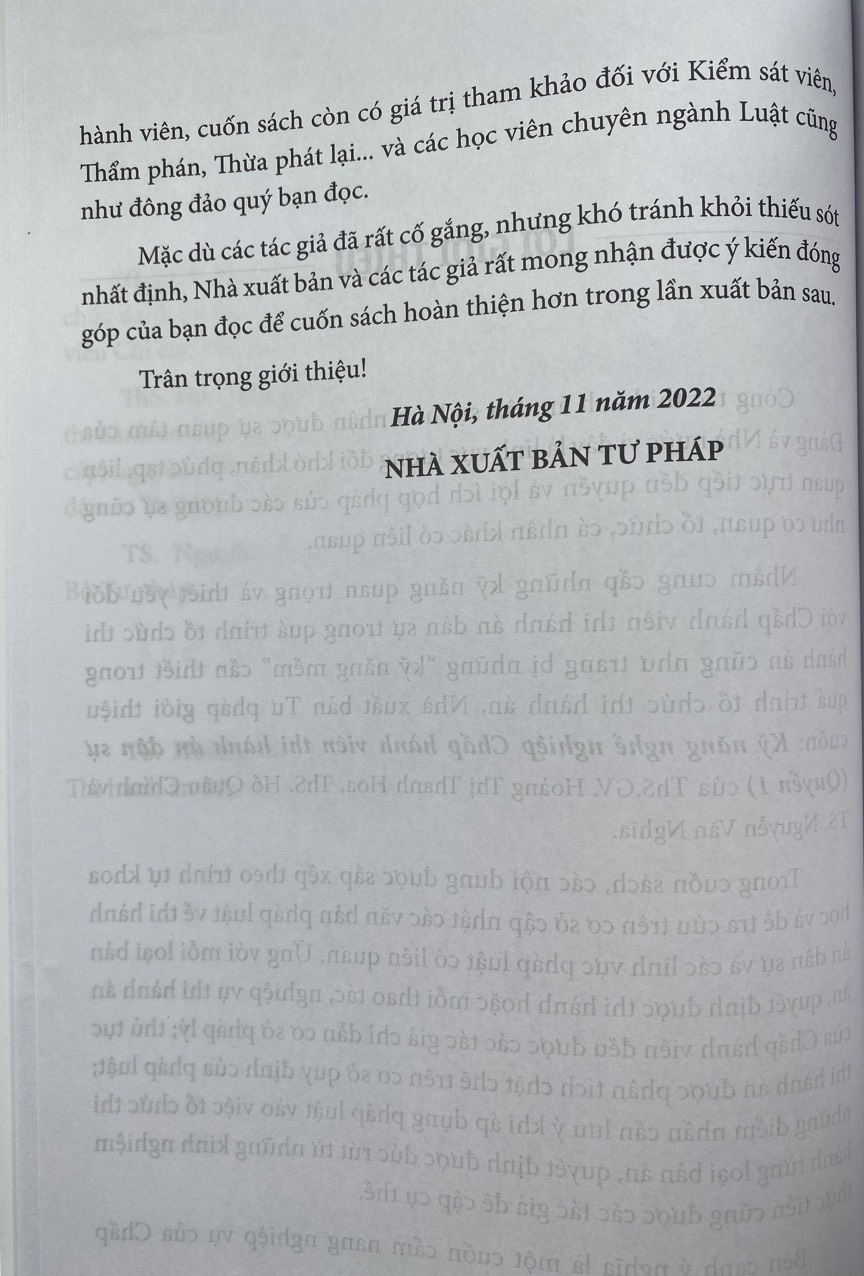 Kỹ năng nghề nghiệp Chấp hành viên Thi hành án Dân sự