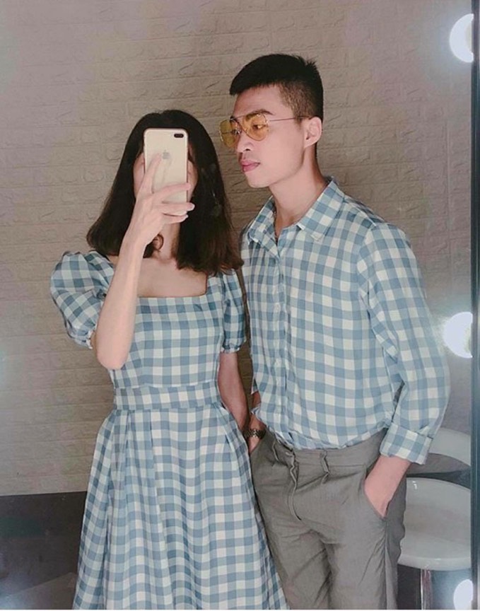Set đồ đôi áo váy cặp CoupleTina cao cấp - Caro xanh Bạc hà - Đa năng