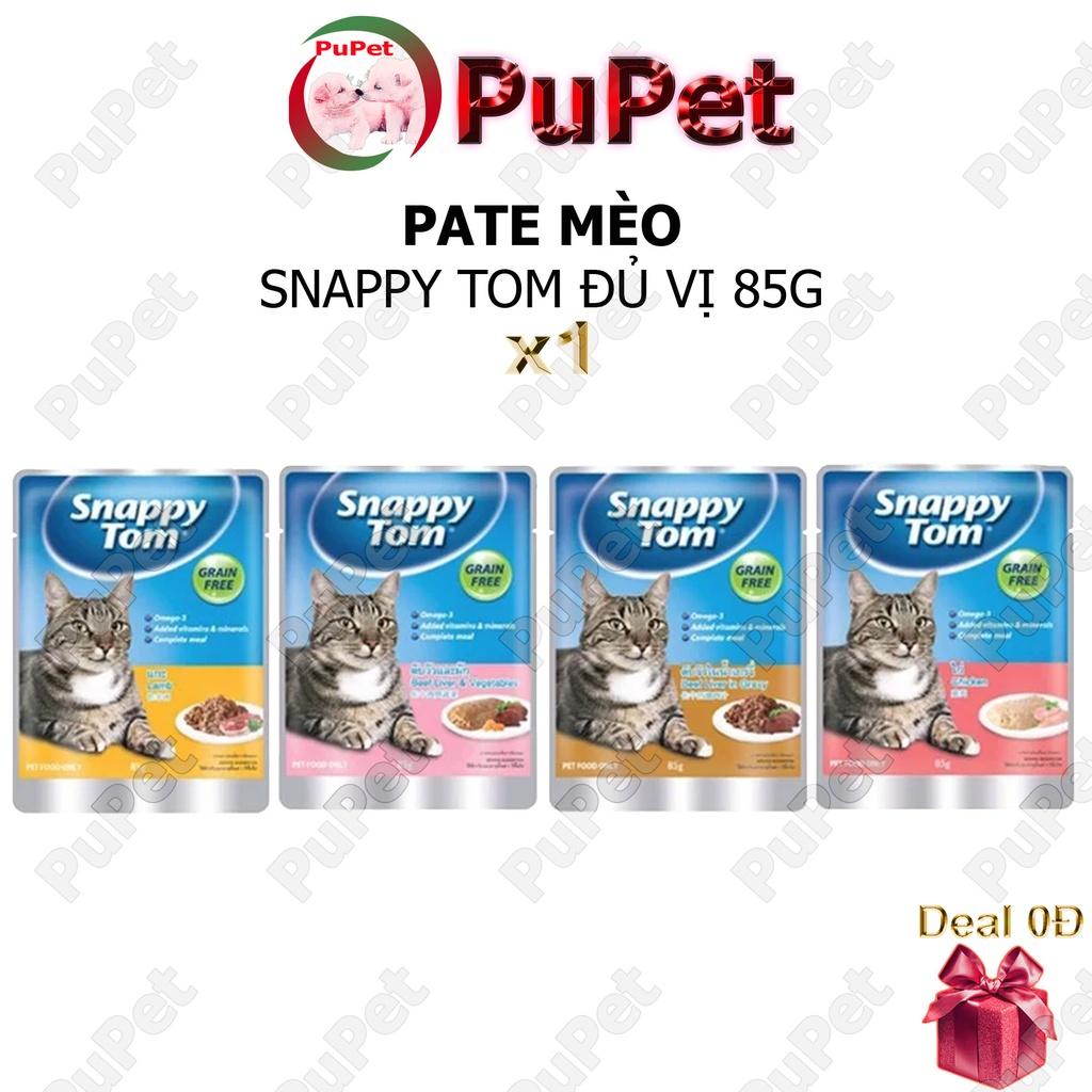 Thức ăn pate Snappy Tom 85g đủ vị gà, cừu, bò, rau cho mèo trên 6 tháng tuổi - PuPet Shop