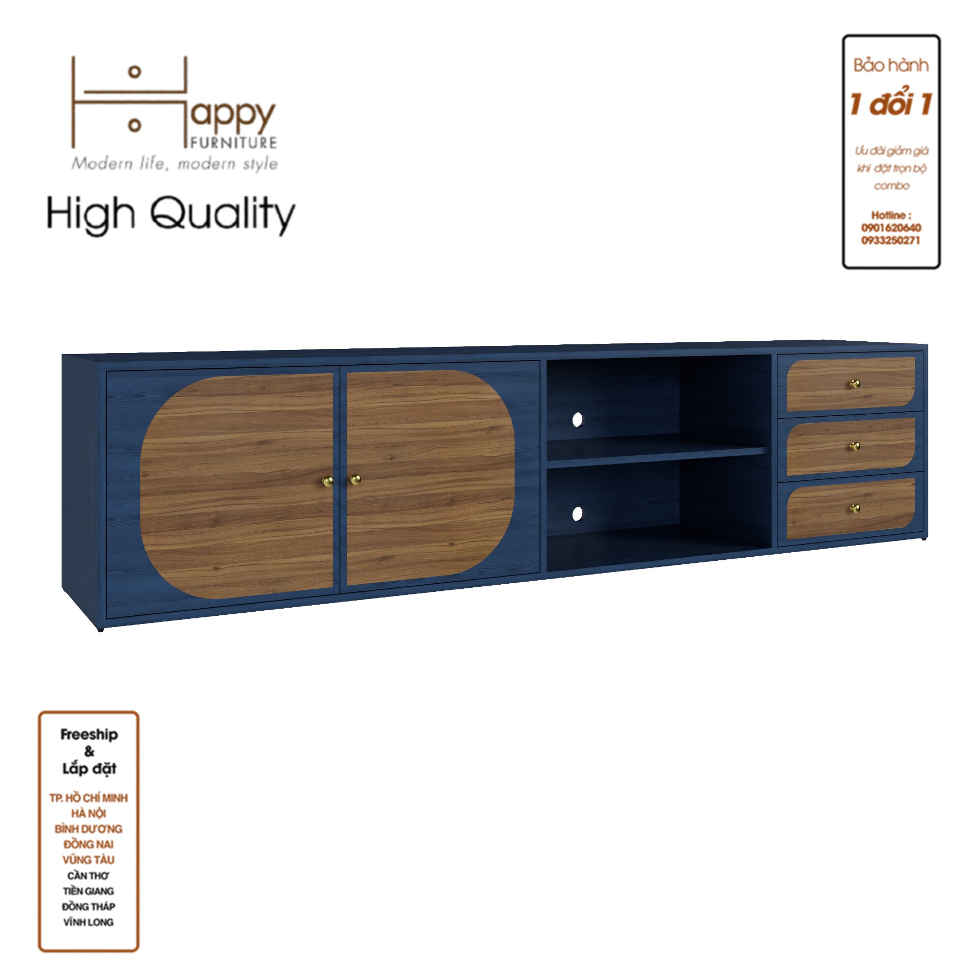 BANA, Kệ TV 2 cửa mở, 220cm x 40cm x 52cm , KTV_031
