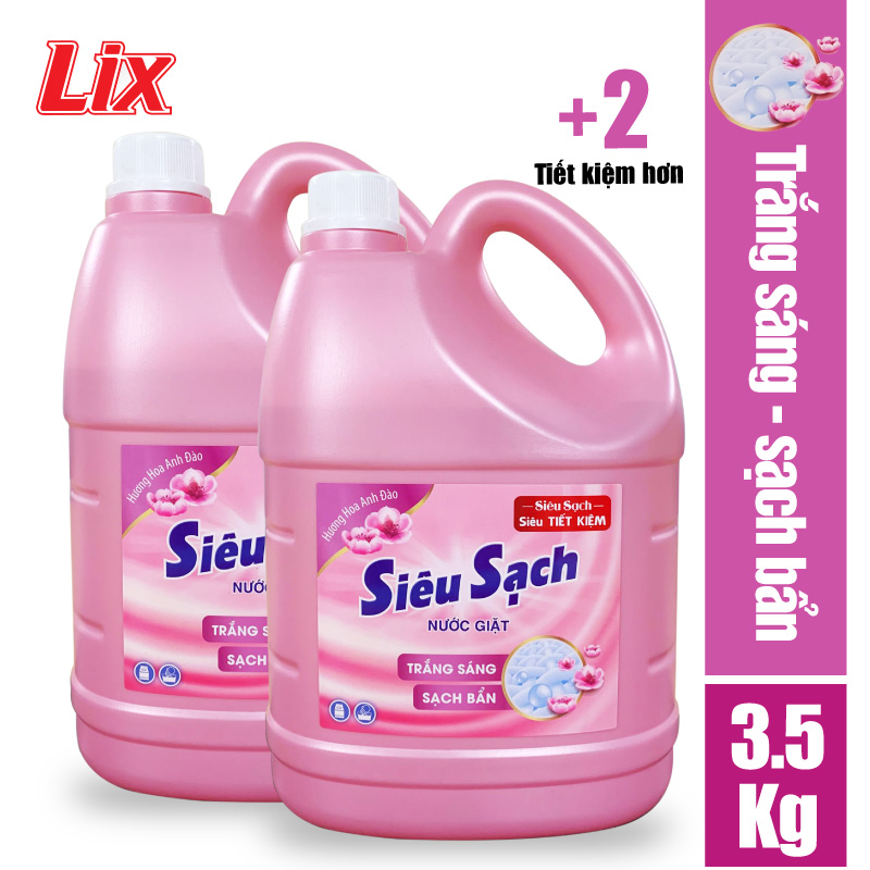 COMBO 2 Chai nước giặt Lix siêu sạch hương hoa anh đào (2 chai x 3.5kg) N2501