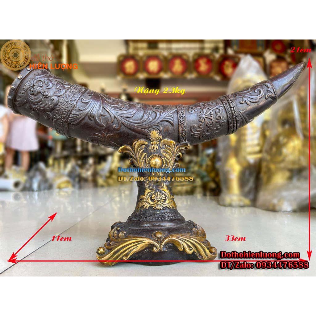Biểu Tượng Tù Và Chữ Phúc Có Đế Bằng Đồng Màu Giả Cổ Đẹp