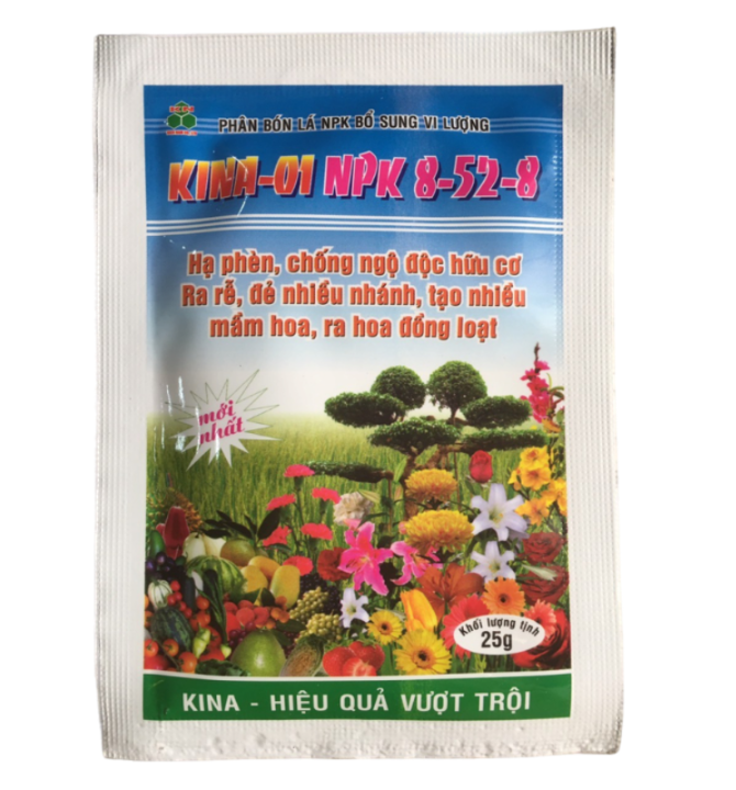 03 gói Phân bón lá SIÊU LÂN bổ sung vi lượng KINA 01 NPK 8-52-8 giúp HẠ PHÈN - KÍCH RỄ - ĐẺ NHÁNH - RA HOA ĐỒNG LOẠT