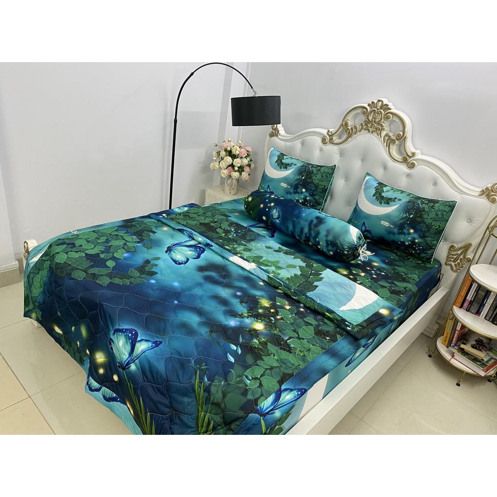 Bộ Drap mền gối thun Ý 5D Cao Cấp , mát lạnh, thấm hút tốt// có mền lẻ