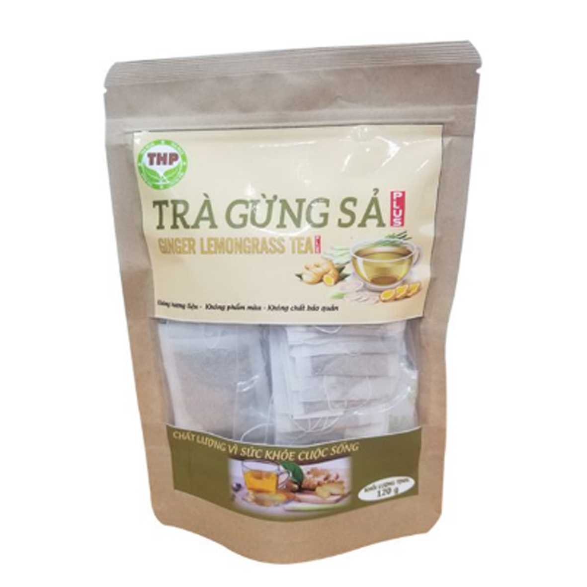 Trà Gừng Sả Túi Lọc THP Giúp Giảm Cân Hiệu Quả Túi Zip 120g (60 gói x 2g)