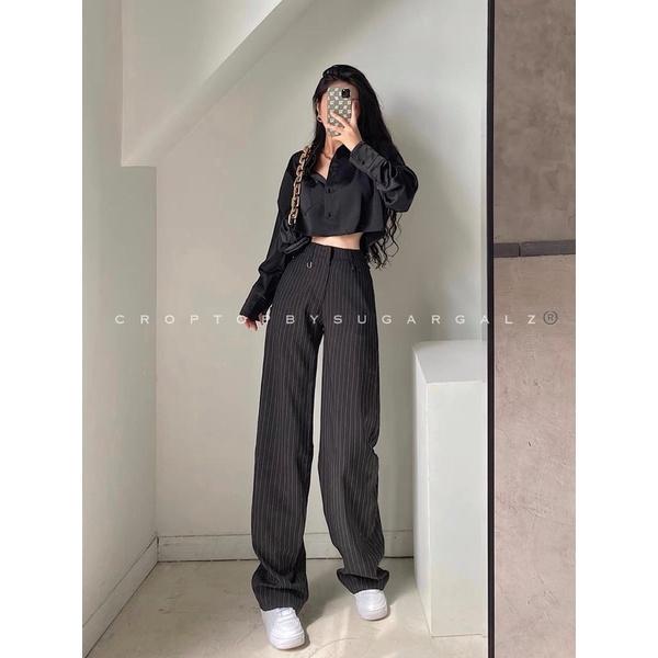 Áo croptop sơ mi lụa mở khuy - by SGGz