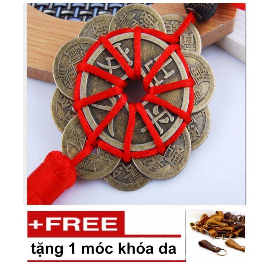 Bộ 2 Tiền Xu Mai Hoa 10 Cánh Rời-Mai Hoa Thập Toàn 206230-2+ Tặng 1 Móc khóa da