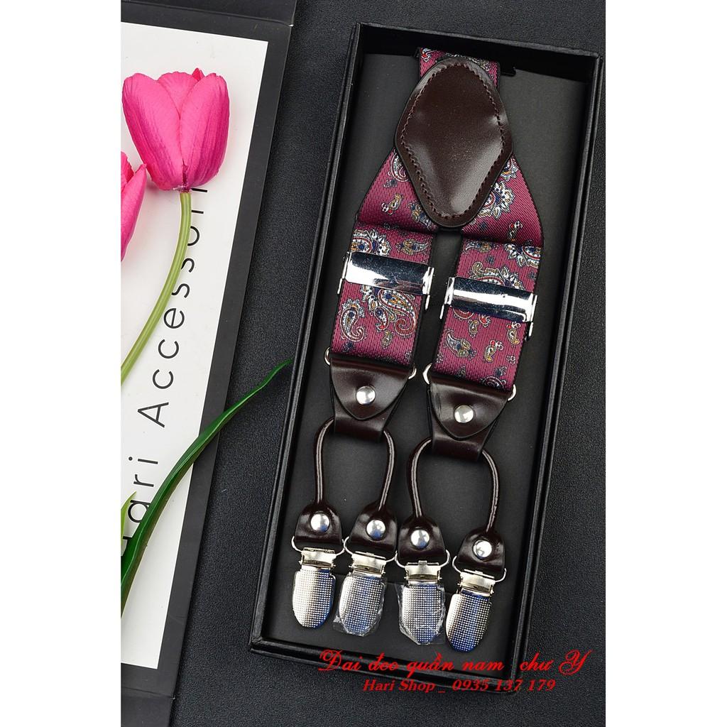 Đai Đeo Quần Nam Chữ Y Cao Cấp 6 Clip 3.5Cm Thun 4 Chiều