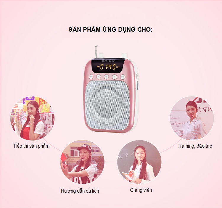 Máy trợ giảng có dây SHIDU SD-S358 AZONE + TẶNG Micro không dây cài đầu tiện lợi