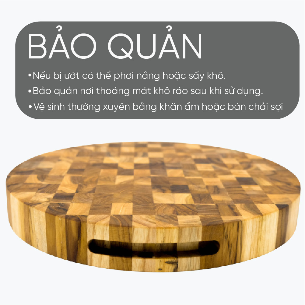 Thớt tròn gỗ Teak đầu cây cao cấp KATANA - TKT04