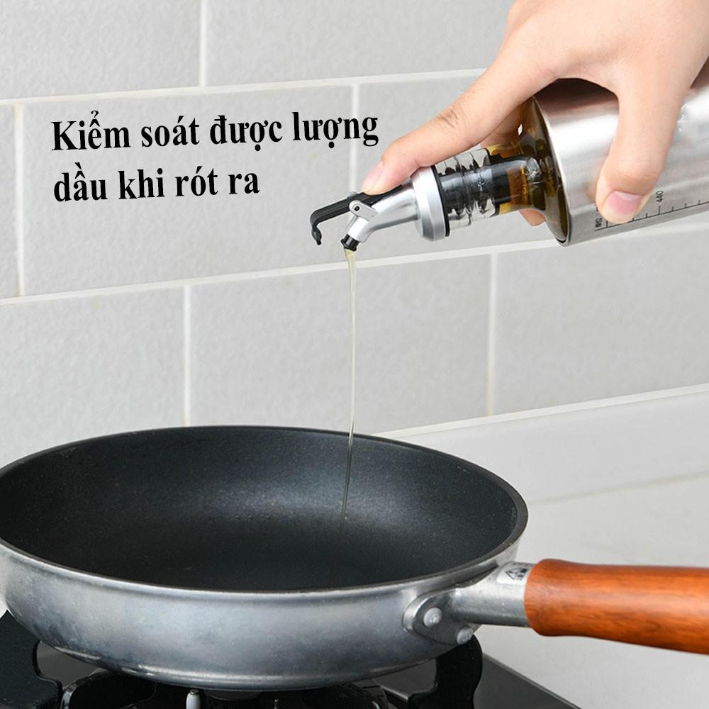 Chai rót dầu ăn, nước tương thuỷ tinh bọc inox cao cấp 200/300/500ml