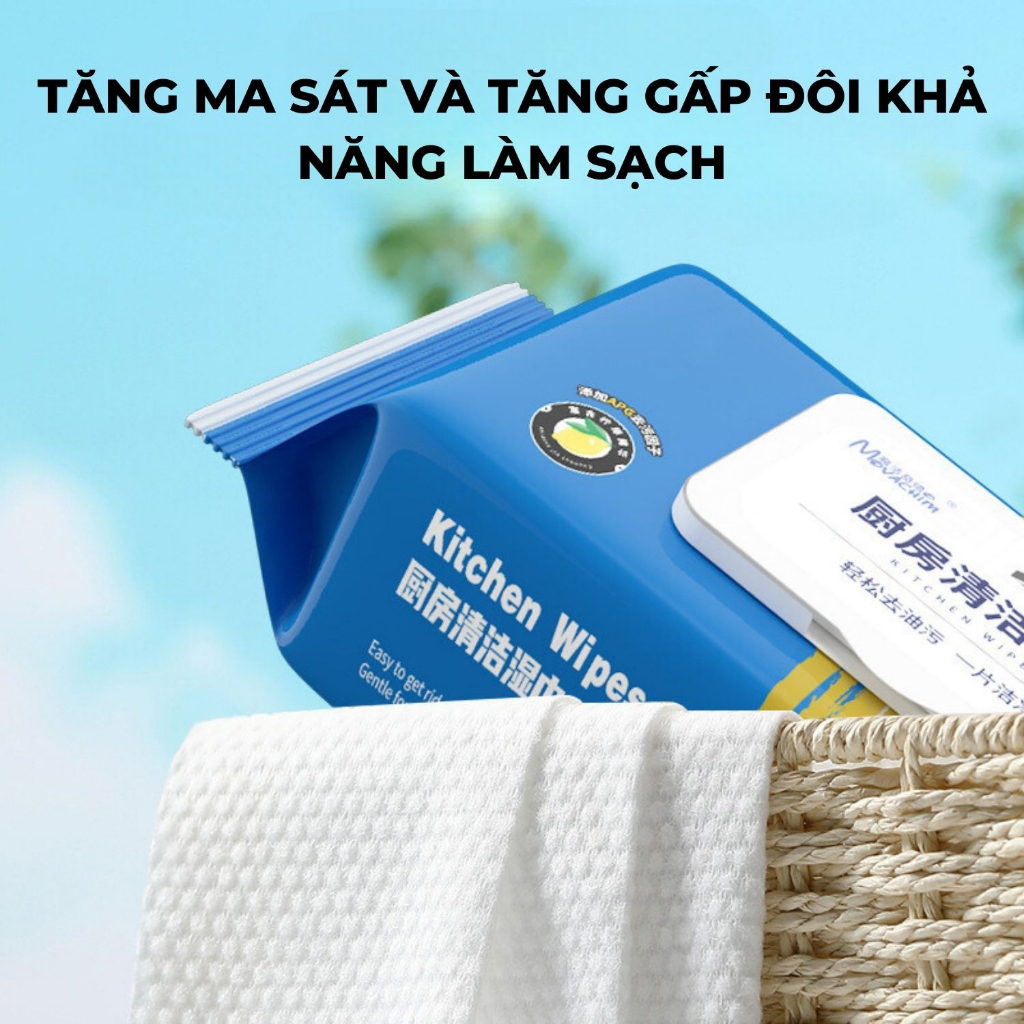 Khăn Ướt Lau Bếp Đa Năng Gói 80 Tờ, Khăn Giấy Ướt Lau Bếp Giúp Loại Bỏ Dầu Mỡ, Khăn Ửớt Đa Năng Siêu Dai