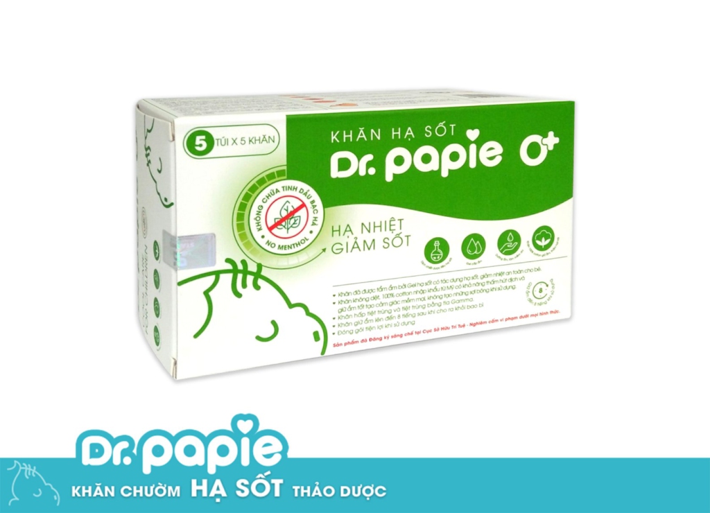 Khăn lau hạ sốt Dr Papie cho trẻ từ 0 tháng tuổi