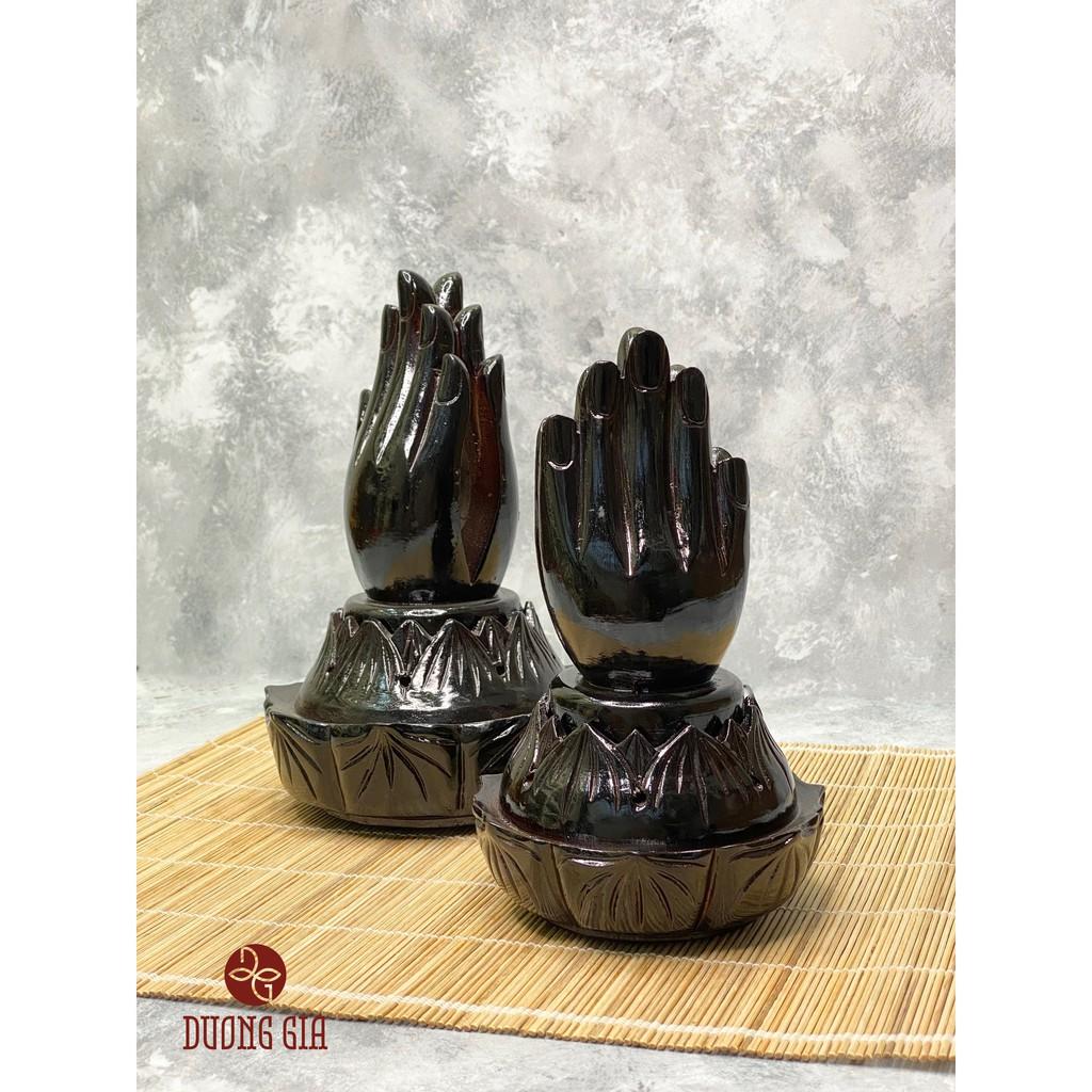 Lư bàn tay phật gỗ thưởng trầm hương Dương Gia