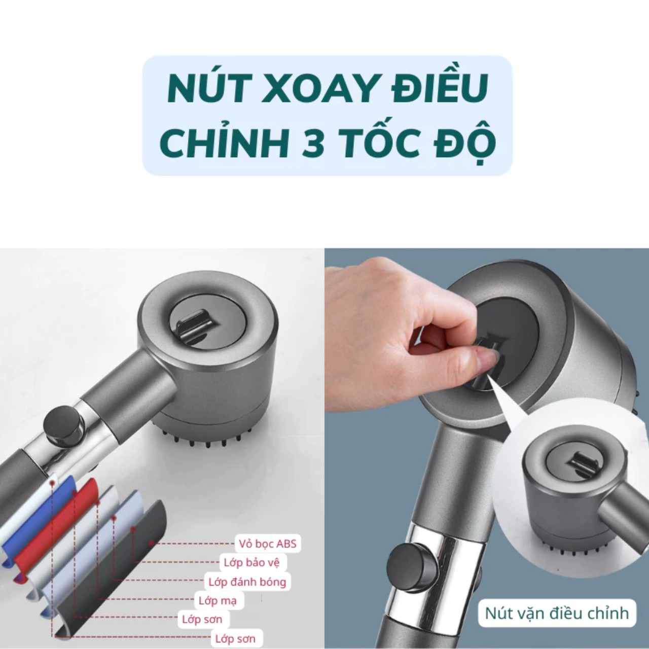 Vòi Sen Tăng Áp, Đầu Vòi Hoa Sen Mát Xa 4 Trong 1, 3 Chế Độ Áp Suất Cao Tiết Kiệm Nước, Lõi Cotton Lọc Cho Nhà Tắm - HÀNG CHÍNH HÃNG MINIIN