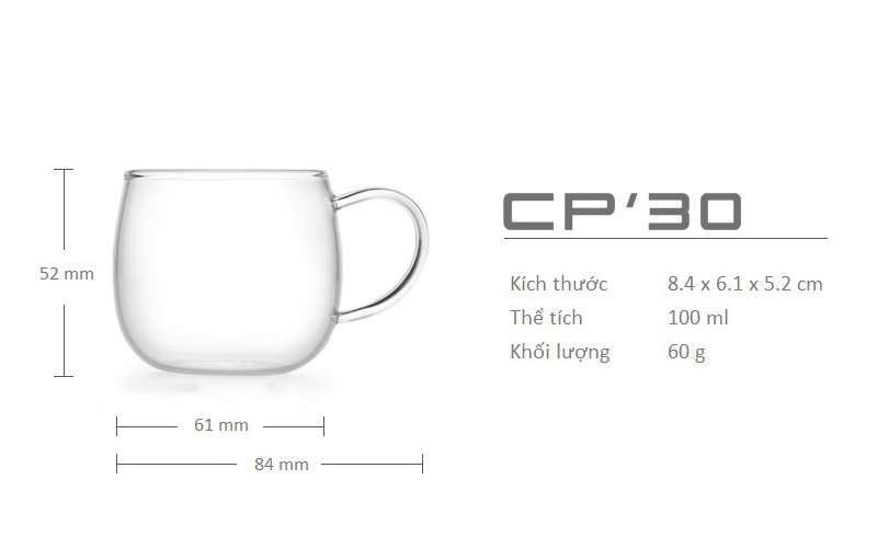 Bộ 6 tách trà thủy tinh Samadoyo CP30/6 100mL