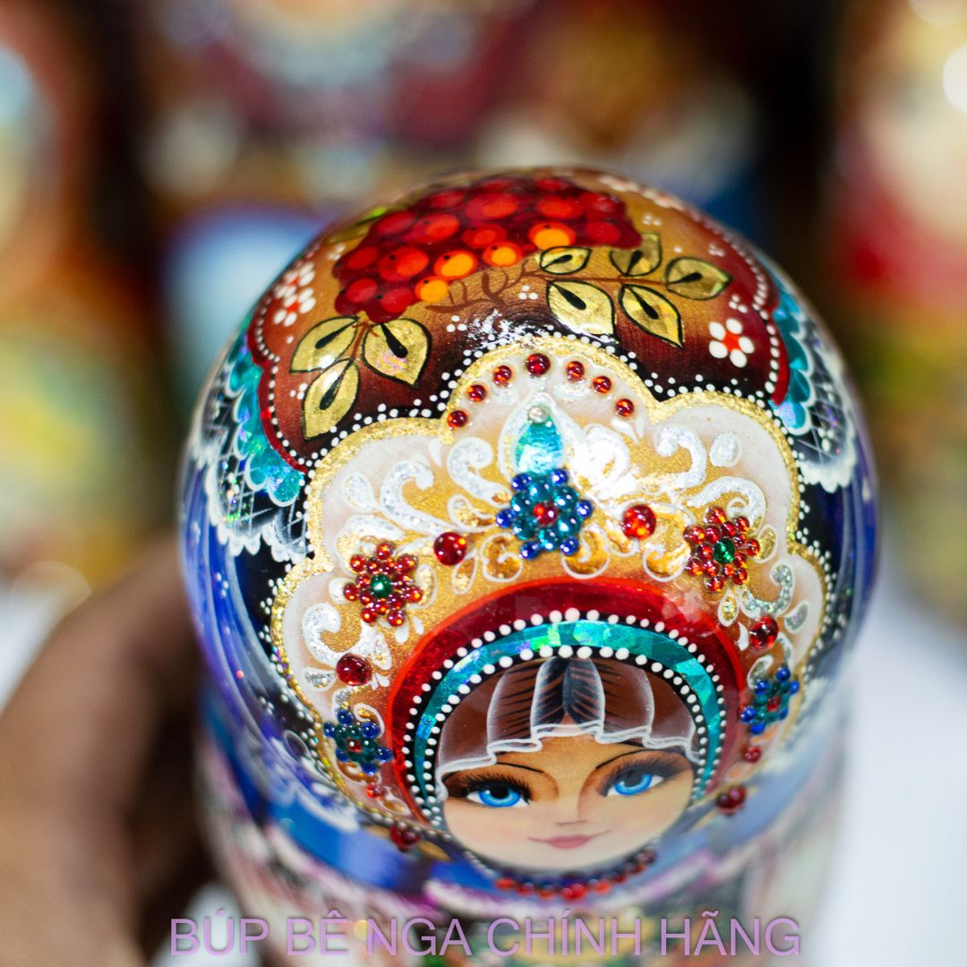 BỘ BÚP BÊ NGA MATRYOSHKA 5 LỚP 20CM CAO CẤP HOA VĂN "CÔNG CHÚA ÔM SAMOVAR" CỰC ĐẸP, TINH TẾ VÀ SANG TRỌNG