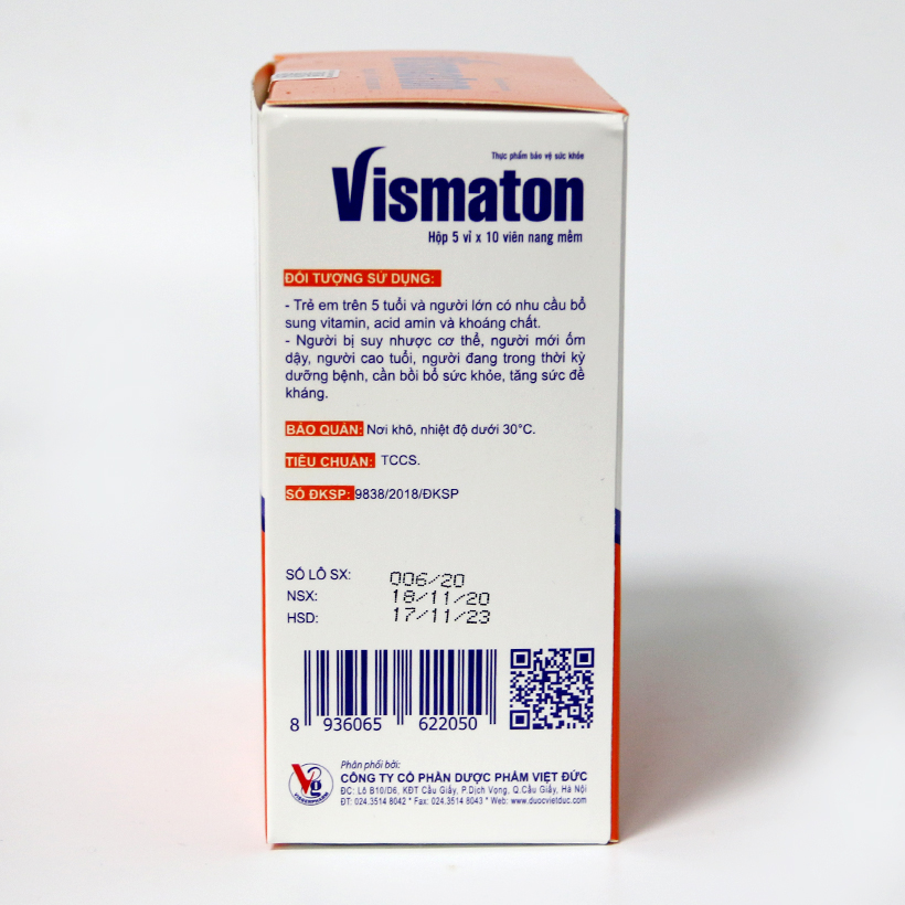 Thực phẩm bảo vệ sức khỏe Vismaton bổ sung vitamin và khoáng chất cho cơ thể, hộp 5 vỉ x 10 viên