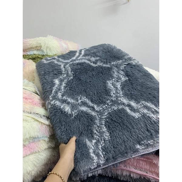 Thảm lông loang màu xám ô vuông 2m x 1m6