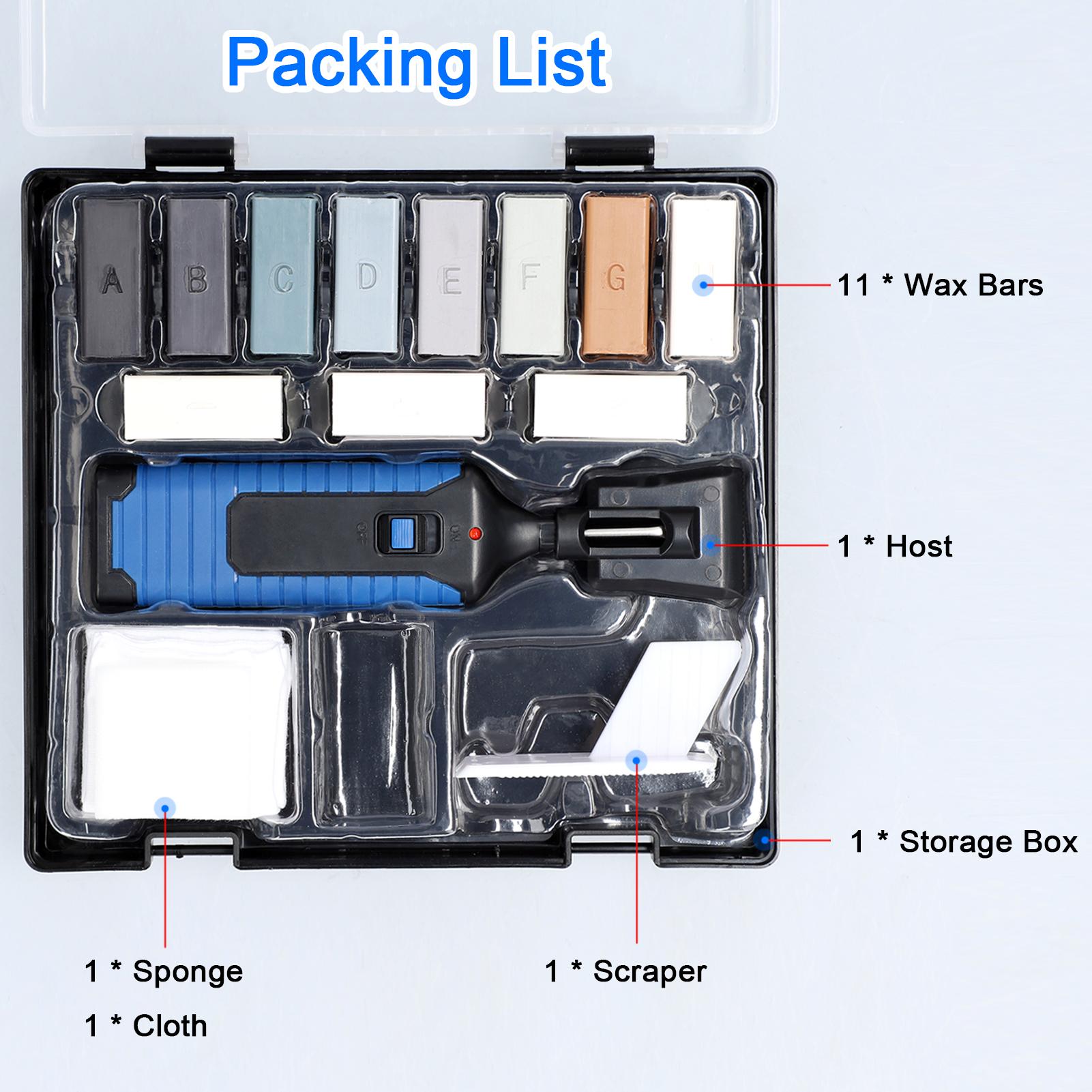 Multifunction Repairing Tool Set DIY Repairing Tool Set Vinyl PVC Plastics Scratch Repairing Crack Fill Surface Repairing Tool Set Household Convenient Labor Saving Home Tools with 11 Wax Bars