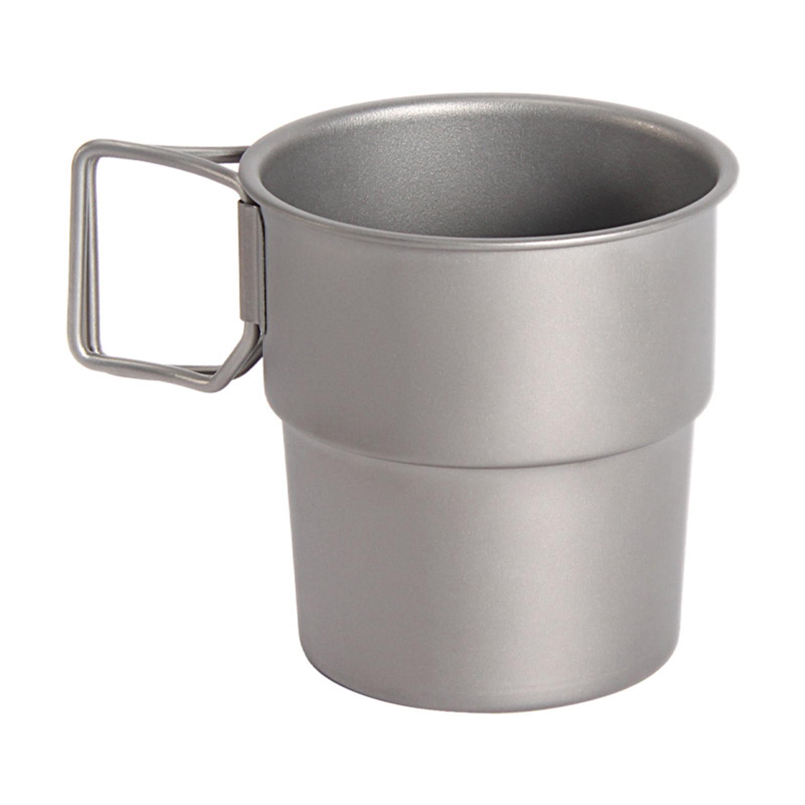 Ultralight 300ml Titanium Coffee Cup Tea Cup Water Mug with Foldable Handles for Home Outdoor Camping & Picnic
