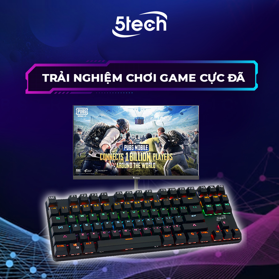 Hình ảnh Bàn phím cơ gaming 5TECH Led RGB 10 chế độ nháy cực đẹp, chơi game gõ siêu đã, thiết kế nhỏ gọn dùng cho máy tính, laptop hàng chính hãng