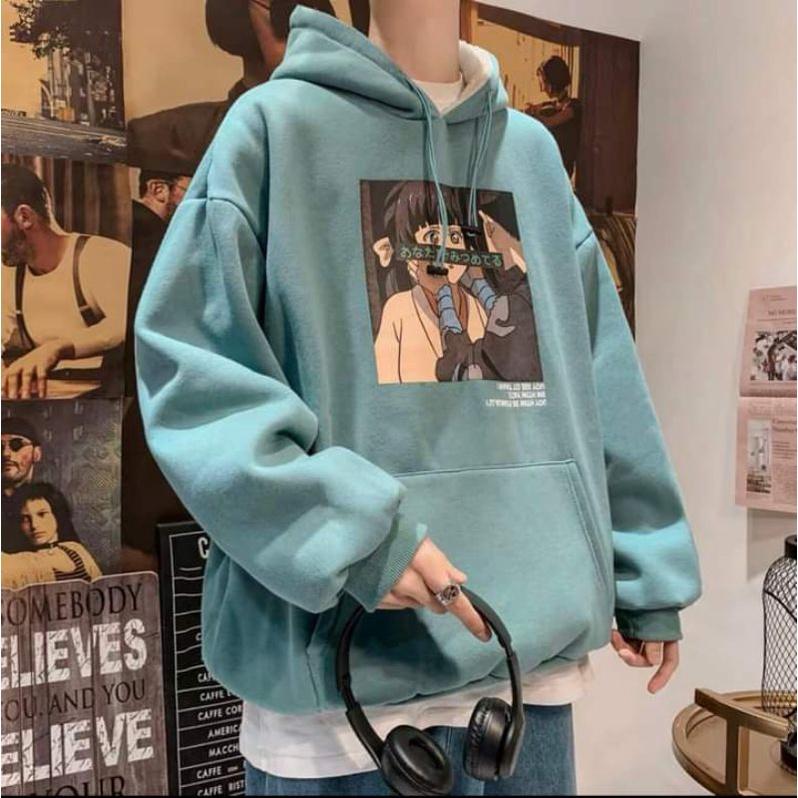 Áo swt nỉ cổ tròn cotton tay bồng ------- ÁO HOODIE HOẠT HÌNH