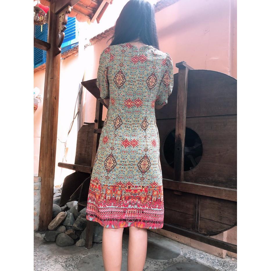 Đầm Suông Họa Tiết Thổ Cẩm