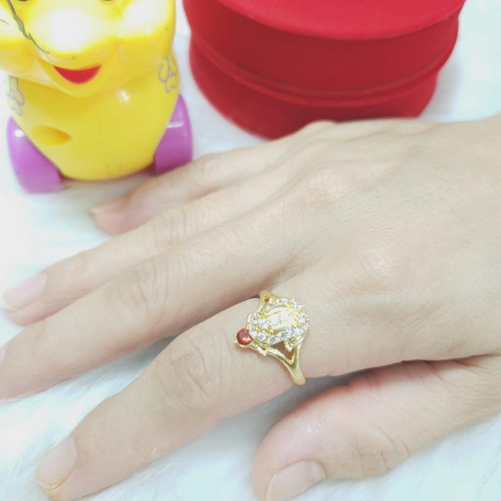 Nhẫn Cóc Nhỏ Vàng vonfram Cao Cấp-Dùng vĩnh viễn không phai màu