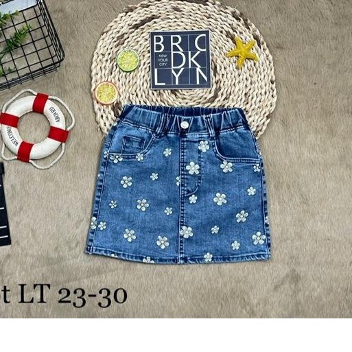 Chân váy hoa cho bé gái phối đồ phong cách size 18-40kg chất jeans co giãn thoải mái mẫu mới