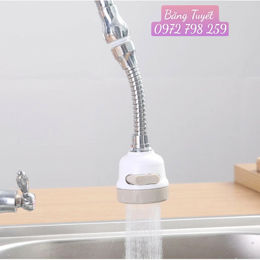 Vòi Tăng Áp Bồn Rửa Chén Bát 3 Chế Độ Xả Xoay 360 Độ