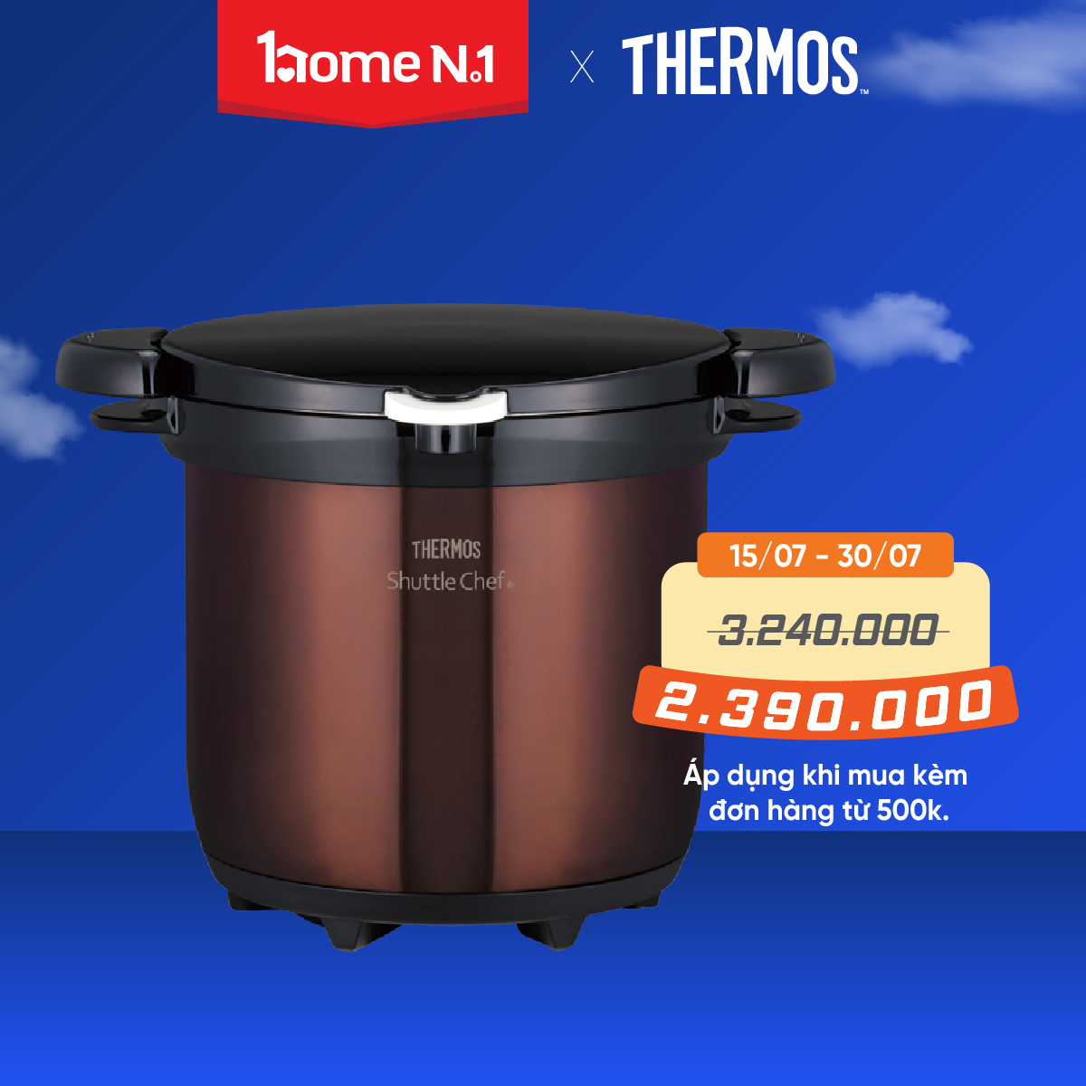 Nồi ủ Thermos KBG-4500-CBW 4.5L màu nâu Hàng chính hãng